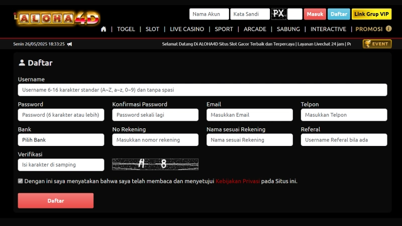 Cara Daftar ALOHA4D Panduan Lengkap untuk Pemula